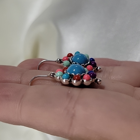 Sterling Silver Vibrant Hook Drop Earrings, S925 - Picture 7 of 7